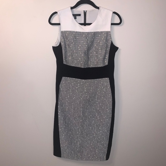 Judith & Charles Tweed Grey White Black Midi Career Dress 10 - Picture 1 of 9